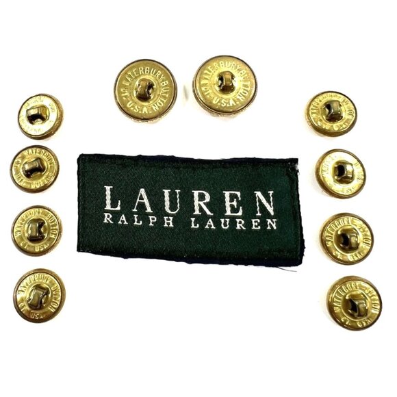 Polo Lauren Ralph Lauren Replacement Buttons Gold Toned Waterbury USA 10 Count - Picture 2 of 9
